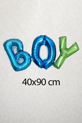 Boy Yazılı Rengarenk Birleşik Folyo Balon Cinsiyet Partisi Baby Shower Parti Balonu - 2