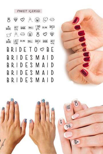 Bride - Gelin Geçici Tırnak Dövmesi - Nail Tattoo - 4