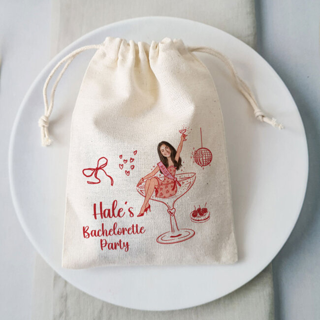 Bride Party Fotoğraflı Kadehte Kız Konsept Hediye Kesesi 