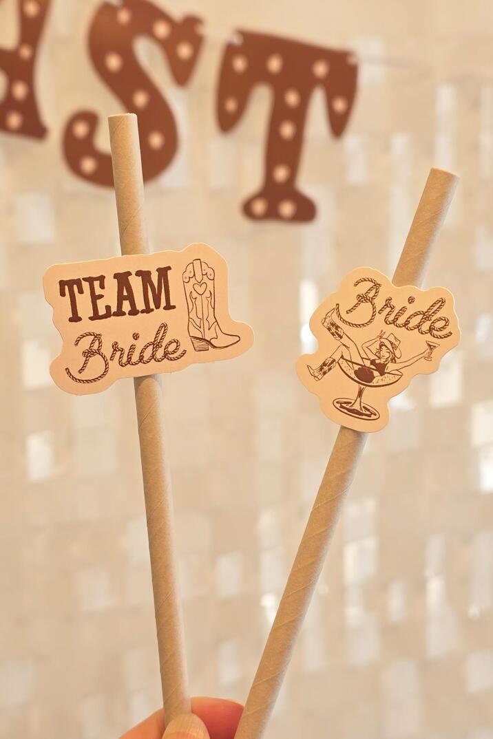 Bride Pipet Seti Last Rodeo Kovboy Konsept Bekarlığa Veda Bride Party Süslü Pipet Takımı 5 li - 1