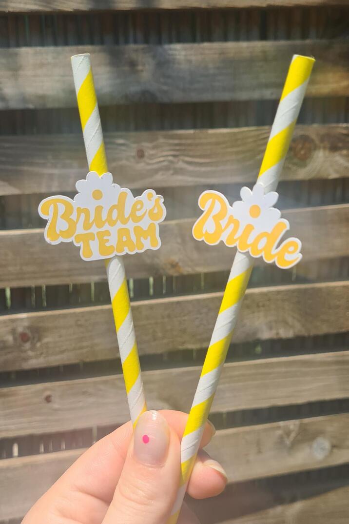 Bride Pipet Seti Papatya Konsept Bekarlığa Veda Bride Party Süslü Pipet Takımı 5 li - 2