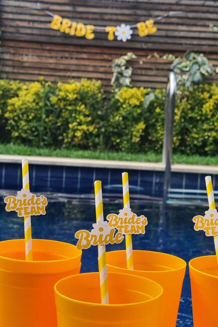 Bride Pipet Seti Papatya Konsept Bekarlığa Veda Bride Party Süslü Pipet Takımı 5 li - 3
