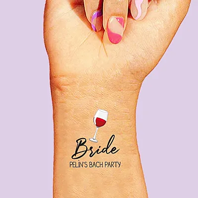 Bride Şarap Konsept İsme Özel Dövme 