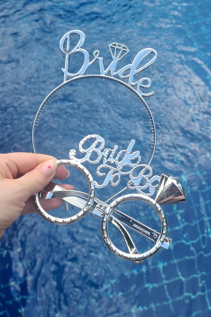 Bride Taç ve Gözlük Seti Bride To Be Taç Gözlük Plastik Set GÜMÜŞ - 1
