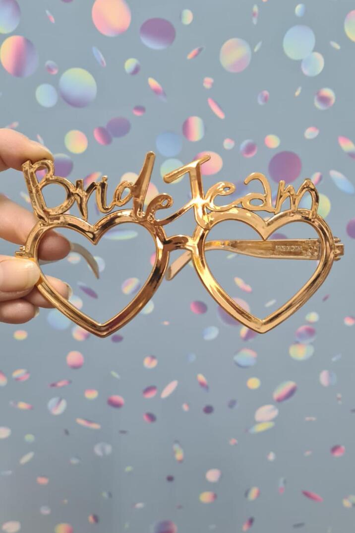 Bride Team Gözlük Kalp Şekilli Bekarlığa Veda Nedime Gözlüğü Gold - 1