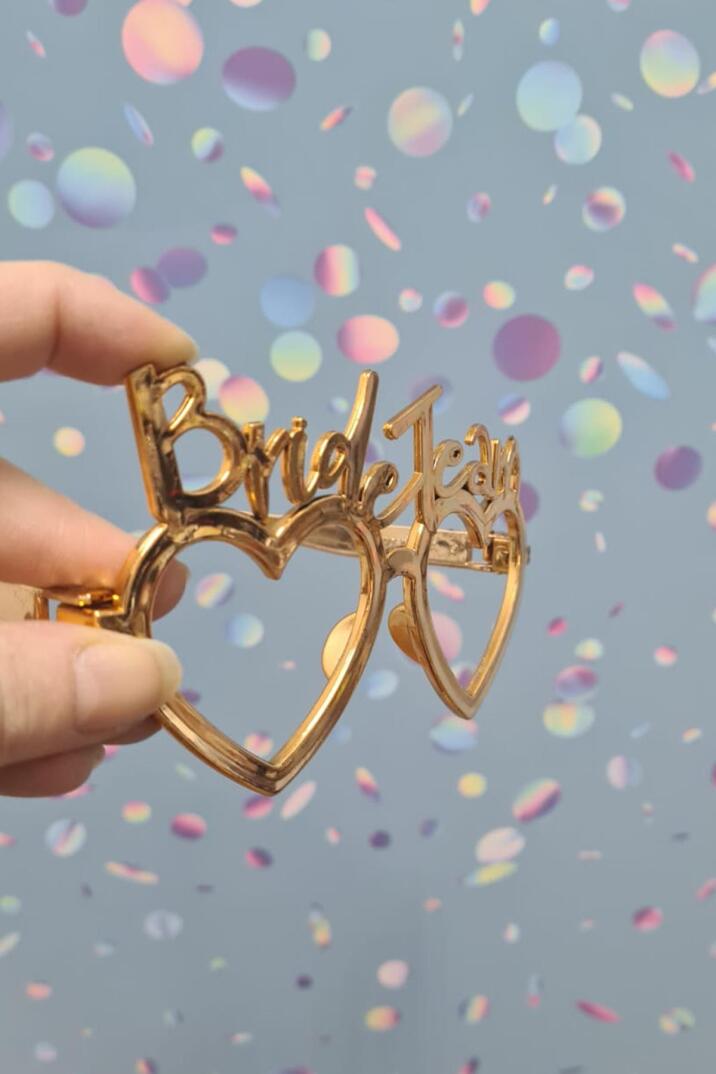 Bride Team Gözlük Kalp Şekilli Bekarlığa Veda Nedime Gözlüğü Gold - 2