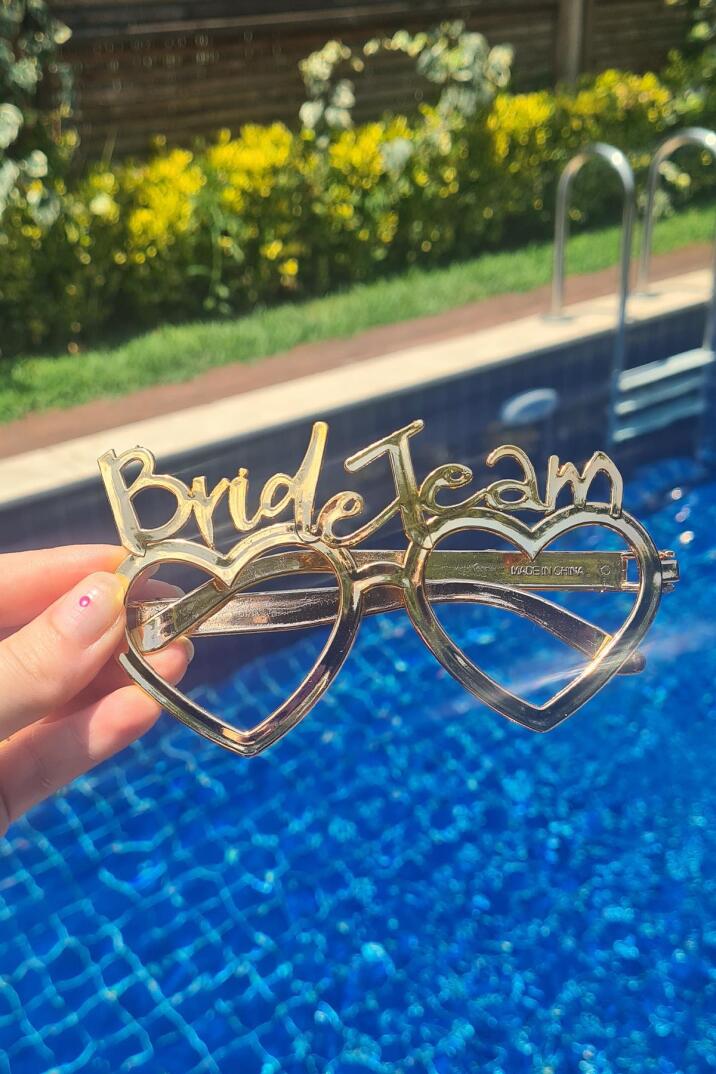 Bride Team Gözlük Kalp Şekilli Bekarlığa Veda Nedime Gözlüğü ROSE Gold - 3