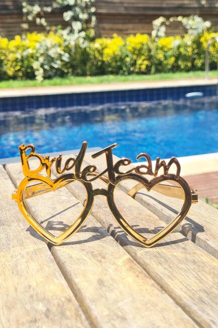Bride Team Gözlük Kalp Şekilli Bekarlığa Veda Nedime Gözlüğü ROSE Gold