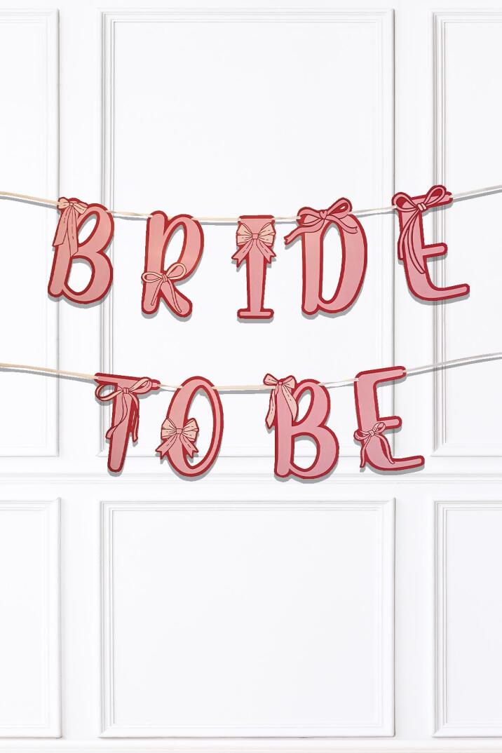 Bride To Be Banner Kırmızı Pembe Fiyonk Konsept Bride To Be Yazı Duvar Süsü - 1