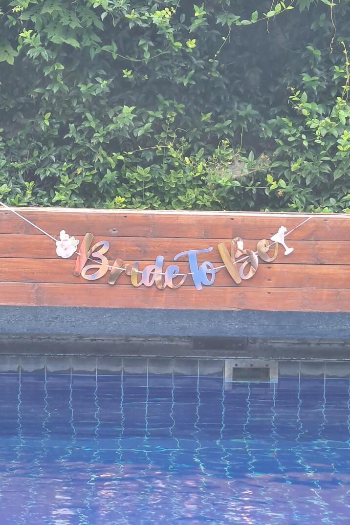 Bride To Be Banner Rose Gold Parlak Çiçek Kadeh Kartlı Bride To Be Yazısı Duvar Süsü - 1