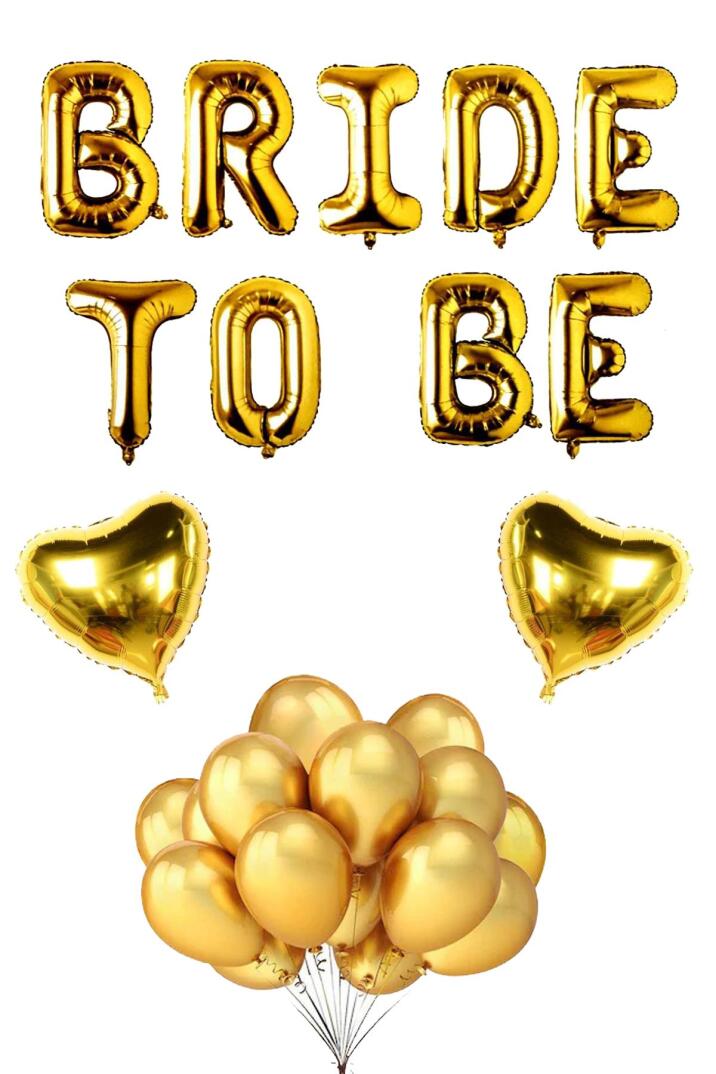 Bride To Be Folyo Balon Seti - Bekarlığa Veda Bride Partisi Balon Süsleme Gold Büyük - 1