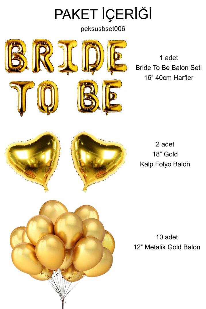 Bride To Be Folyo Balon Seti - Bekarlığa Veda Bride Partisi Balon Süsleme Gold Büyük - 2