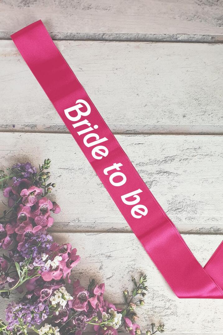 Bride to be Kuşak , Fuşya Üzeri Beyaz Bekarlığa Veda Kuşağı - 1