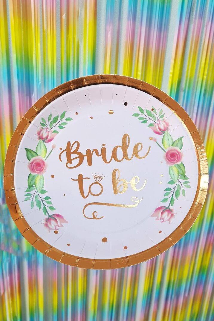 Bride To Be Tabak Rose Gold Varaklı Karton Tabak 8 li Paket - 2