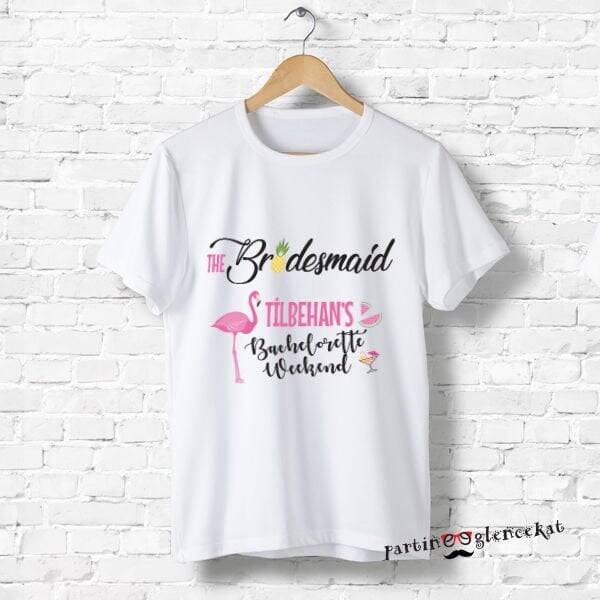Bridesmaid Flamingo Aloha İsme Özel Baskılı Tshirt - 1