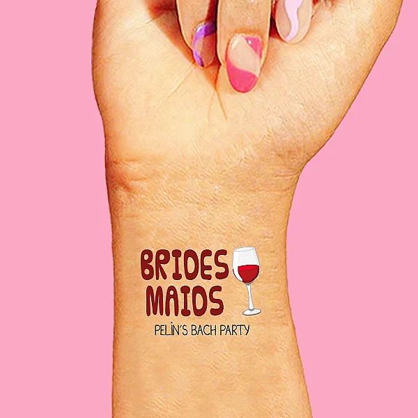 Bridesmaid Şarap Konsept İsme Özel Dövme - 1