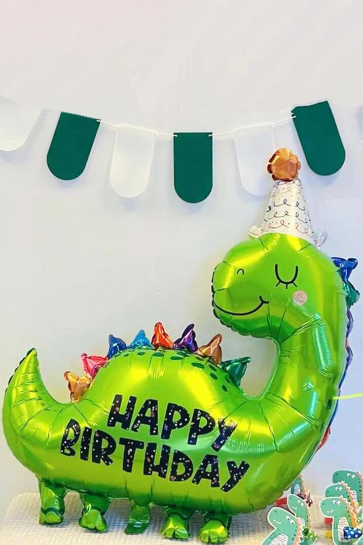 Büyük Dinozor Balon Happy Birthday Yazılı 90cm - 2