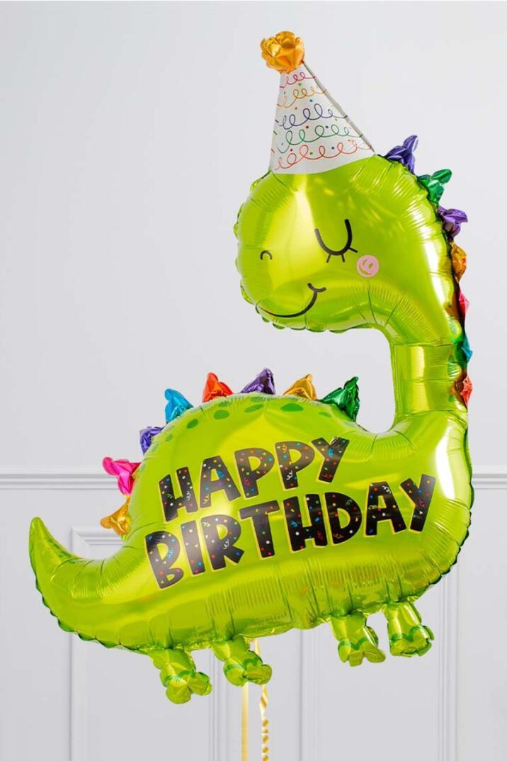 Büyük Dinozor Balon Happy Birthday Yazılı 90cm - 3