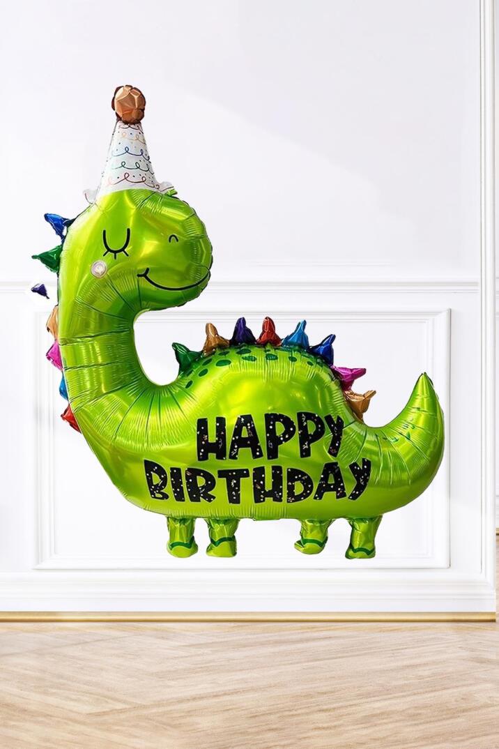 Büyük Dinozor Balon Happy Birthday Yazılı 90cm - 4