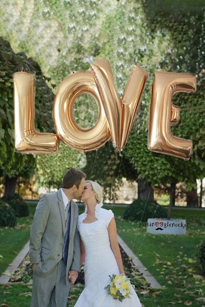 Büyük LOVE Folyo Balon Paketi - Altın - 2