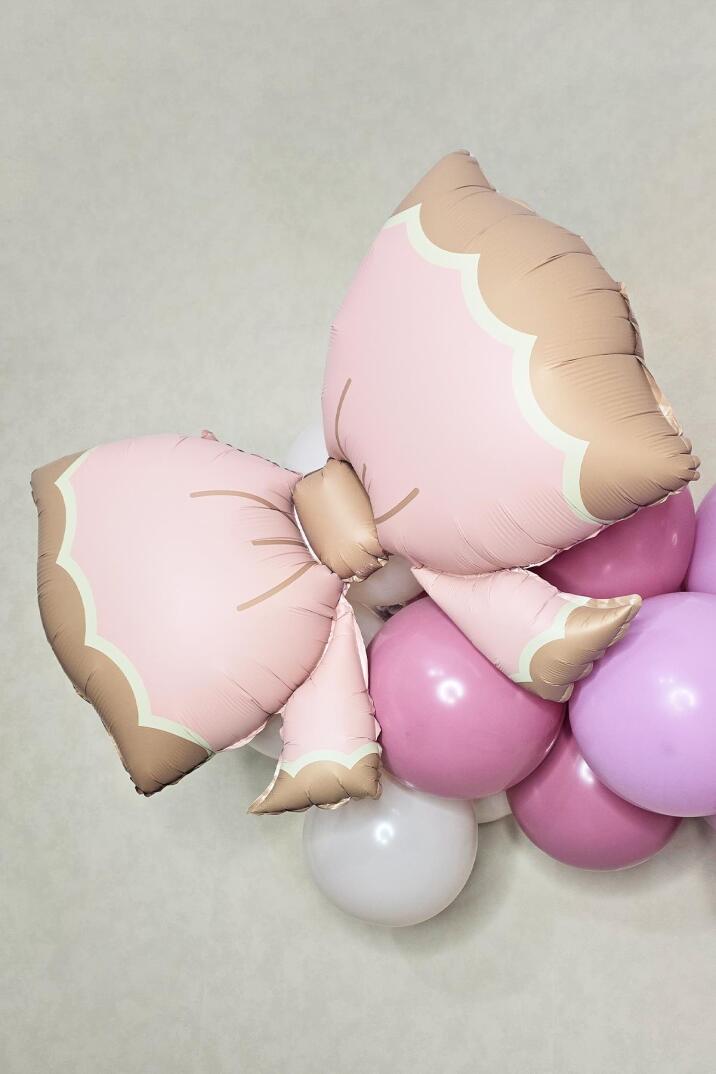 Büyük Retro Fiyonk Folyo Balon PEMBE Retro Renkler Fiyonk Şekilli Folyo Balon 60x90cm - 2