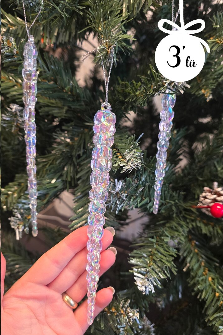 Buz Sarkıt Yılbaşı Ağaç Süsü 3lü Paket - 2