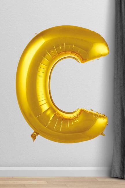C Harfi Folyo Balon Gold 100 cm 40 inç 1 Metre Altın - 1