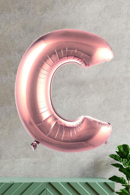C Harfi Rose Gold Folyo Balon 100 cm 40 inç 1 Metre Baş Harf Balon - 1