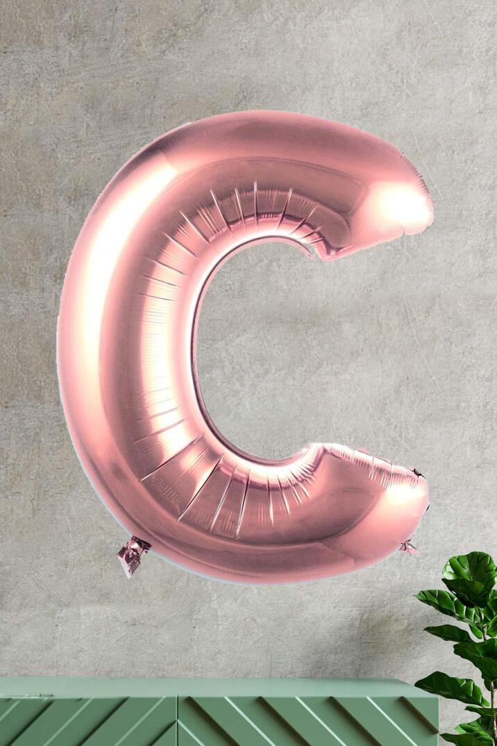 C Harfi Rose Gold Folyo Balon 100 cm 40 inç 1 Metre Baş Harf Balon - 1