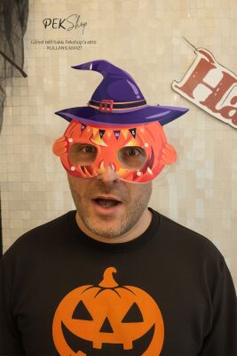 Cadı Şapkalı Cadılar Bayramı Balkabağı Gözlük Halloween Aksesuarı