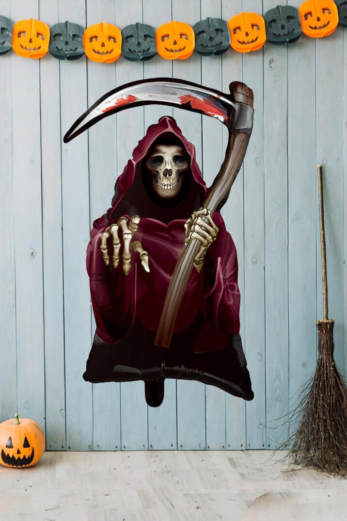 Cadılar Bayramı Azrail Balon Oraklı İskelet Azrail Halloween Balonu - 1