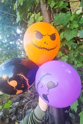 Cadılar Bayramı Balonları 10lu Paket Halloween Baskılı Balonlar - 2