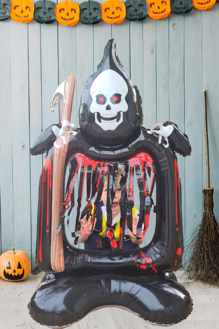 Cadılar Bayramı Balonu Büyük Boy Ayaklı Oraklı İskelet Halloween Balon - 1