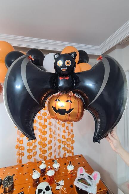 Cadılar Bayramı Balonu Yarasa Balkabağı Halloween Balonu - 5