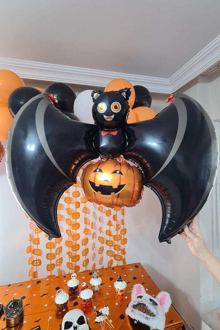 Cadılar Bayramı Balonu Yarasa Balkabağı Halloween Balonu - 5