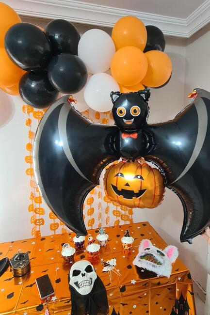 Cadılar Bayramı Balonu Yarasa Balkabağı Halloween Balonu - 6