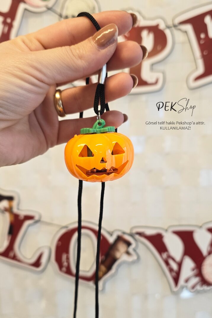 Cadılar Bayramı Işıklı Balkabağı Kolye Halloween Bal Kabağı Kolyesi Işıklı - 1