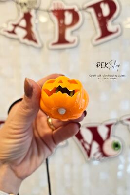 Cadılar Bayramı Işıklı Balkabağı Kolye Halloween Bal Kabağı Kolyesi Işıklı - 2