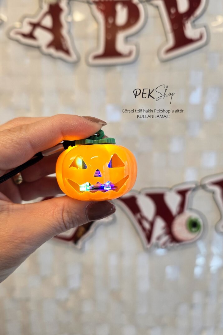 Cadılar Bayramı Işıklı Balkabağı Kolye Halloween Bal Kabağı Kolyesi Işıklı - 3
