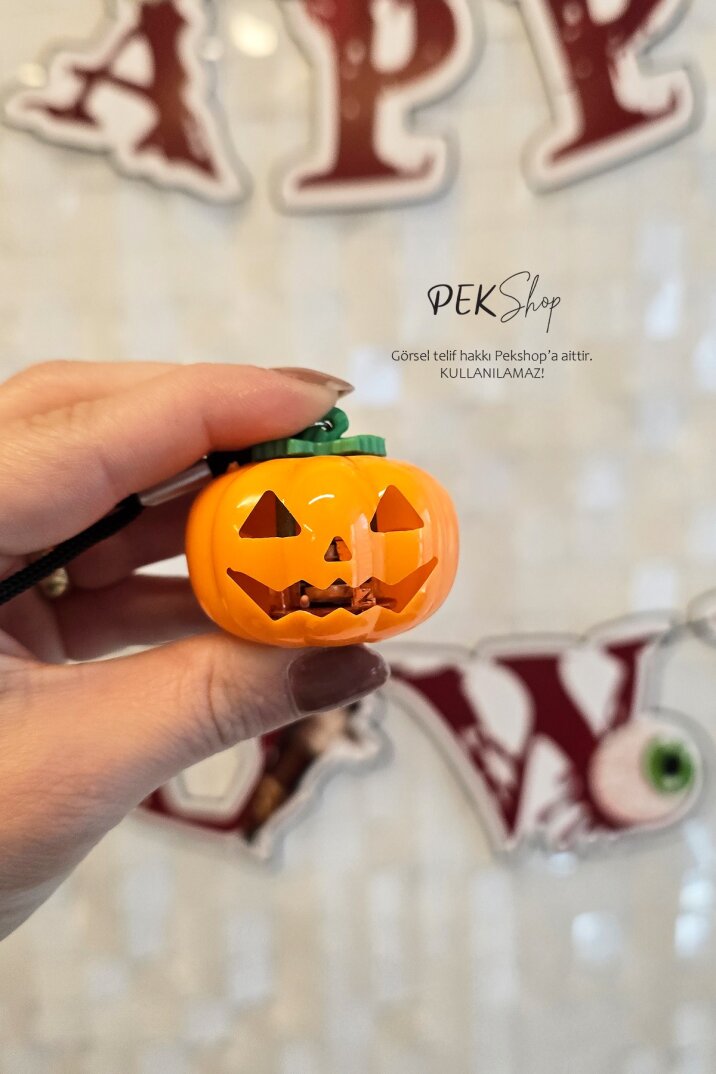 Cadılar Bayramı Işıklı Balkabağı Kolye Halloween Bal Kabağı Kolyesi Işıklı - 4