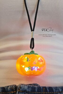 Cadılar Bayramı Işıklı Balkabağı Kolye Halloween Bal Kabağı Kolyesi Işıklı - 5