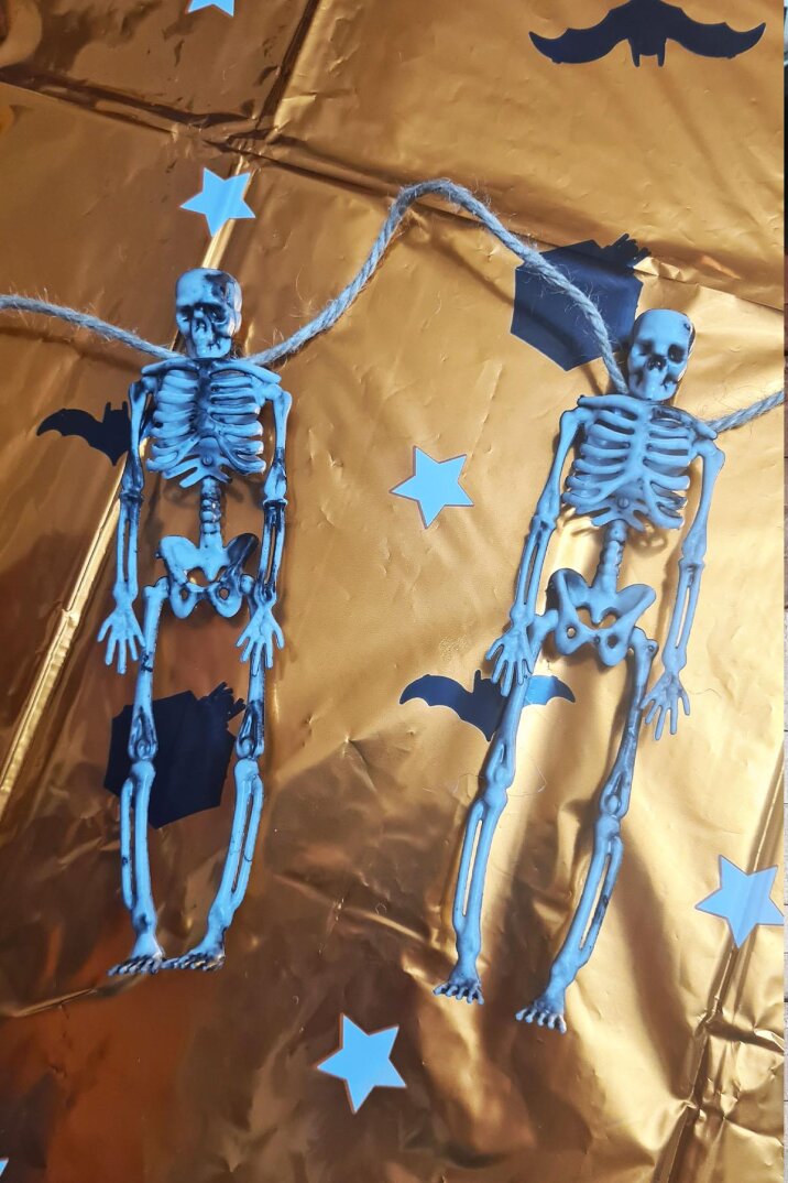 Cadılar Bayramı İskelet Figür Süsler İpli Halloween Süsleri 4lü İskelet Figürler 14cm - 6