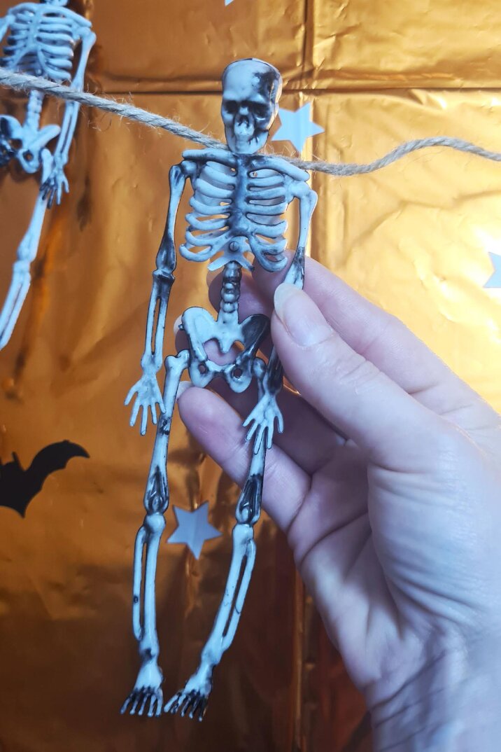 Cadılar Bayramı İskelet Figür Süsler İpli Halloween Süsleri 4lü İskelet Figürler 14cm - 7