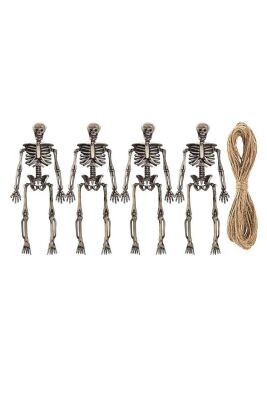 Cadılar Bayramı İskelet Figür Süsler İpli Halloween Süsleri 4lü İskelet Figürler 14cm - 8