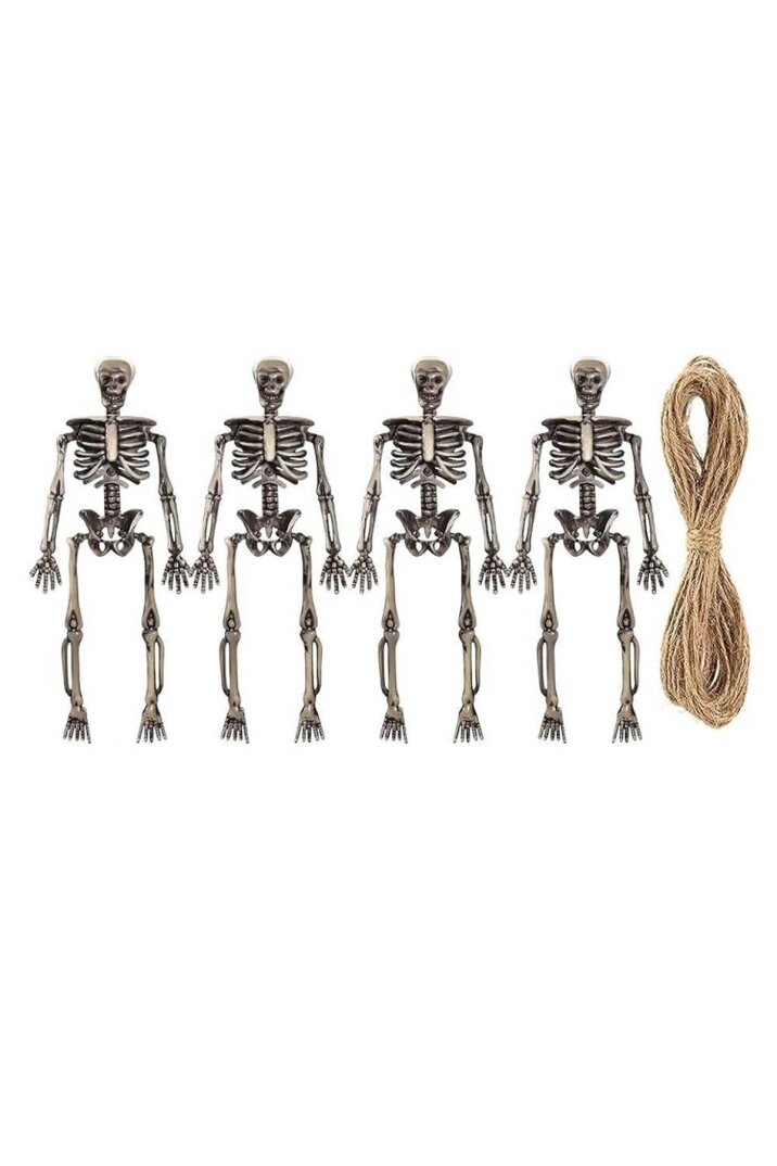 Cadılar Bayramı İskelet Figür Süsler İpli Halloween Süsleri 4lü İskelet Figürler 14cm - 8