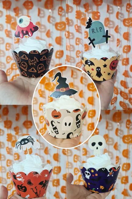 Cadılar Bayramı Konsepti Cupcake Sargısı 10'lu