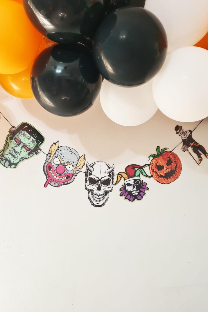 Cadılar Bayramı Korkunç Figürler Banner Özel Üretim Halloween Süsleri İpli Banner - 1