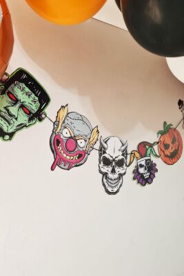 Cadılar Bayramı Korkunç Figürler Banner Özel Üretim Halloween Süsleri İpli Banner - 2