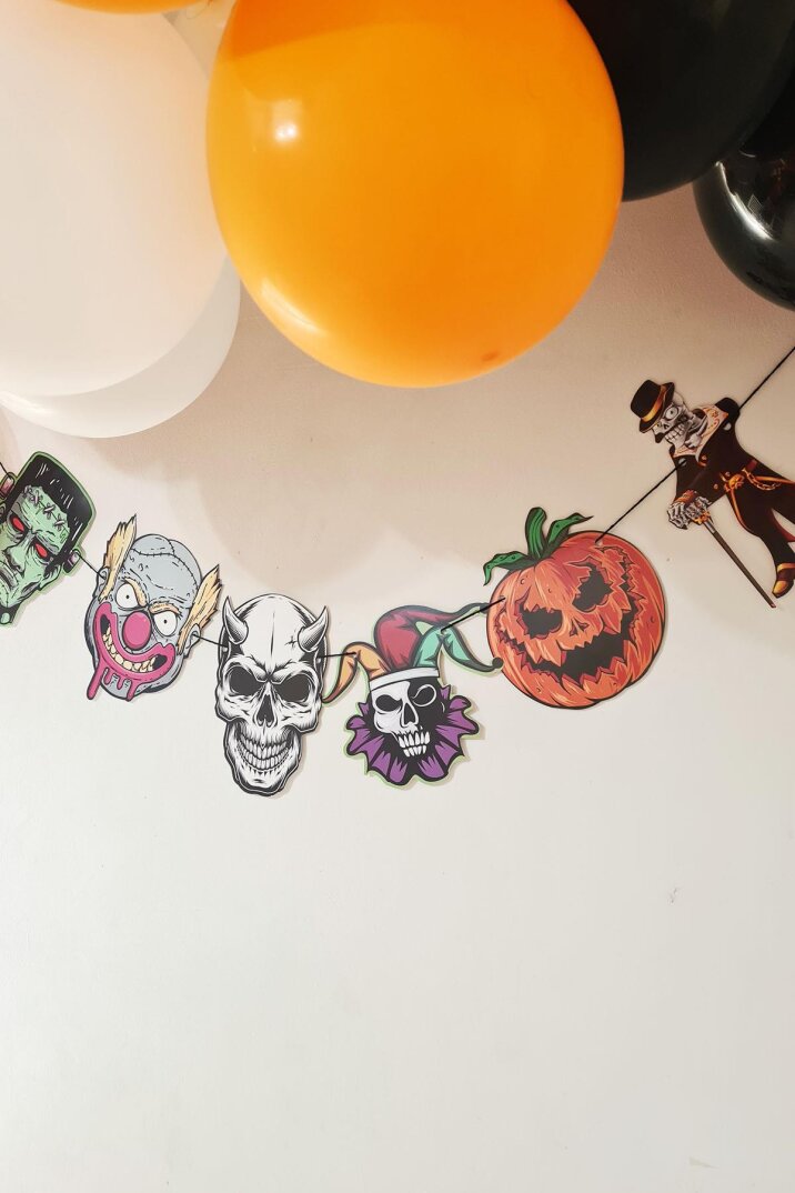 Cadılar Bayramı Korkunç Figürler Banner Özel Üretim Halloween Süsleri İpli Banner - 3