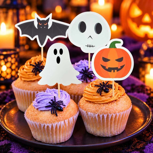 Cadılar Bayramı Kürdan Süsleri Cupcake Süsleri Lüks Büyük Boy 10lu Paket